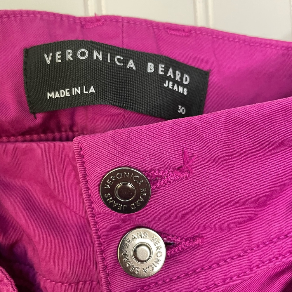 Veronica Beard Belisa Tie-Waist Wide-Leg Cargo Pant Bright Magenta Pink Size 30 - Picture 4 of 8